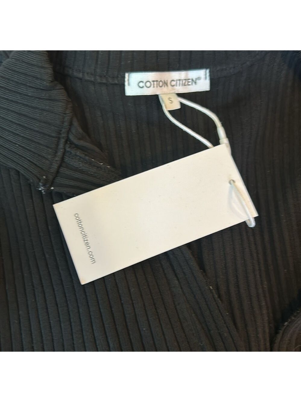 Cotton Citizen Ibiza Long Sleeve Polo Dress in Ribbed Black Size Small - Picture 7 of 10